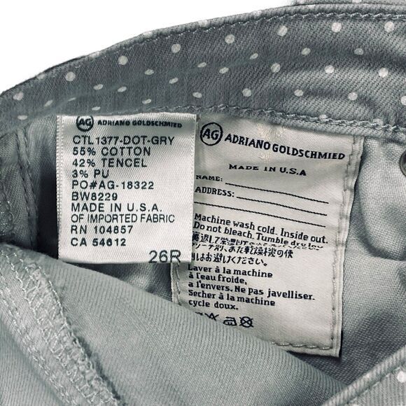 Adriano Goldschmied Jeans Women 26 Gray Polka Dot Stevie Slim Ankle Straight Leg - Picture 15 of 15